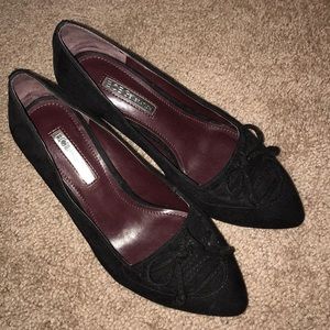 Black suede wedges, size 5.5